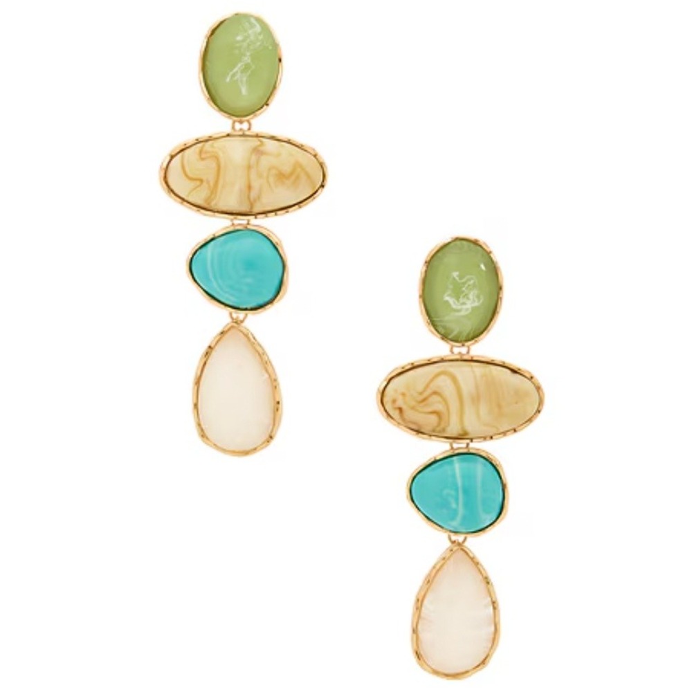 8 OTHER REAONS 80r Claire Drop Earrings Multi Marbled Resin Women's OS NEW